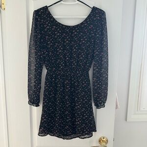 Forever 21 Black Floral Long Sleeve Dress